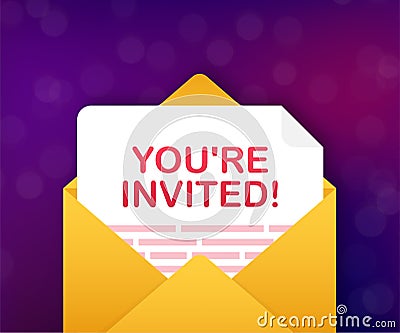 You re invited Badge icon. Written Inside An Envelope Letter. Vector illustration. Vector Illustration