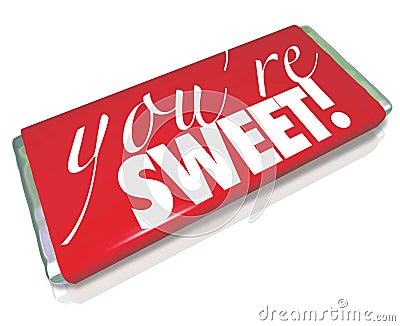 You're Sweet Words Red Candy Bar Wrapper Stock Photo