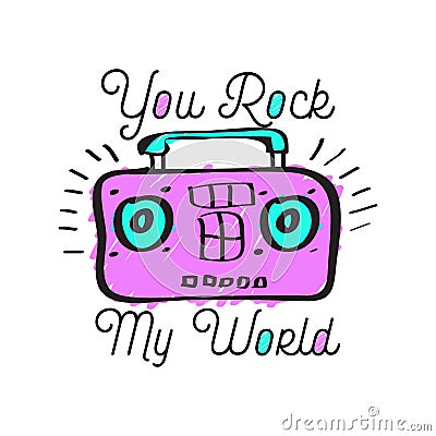 You rock boombox vector colorful poster Vector Illustration