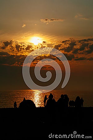 Sunshine in Vama Veche with fishing boats on the background Stock Photo