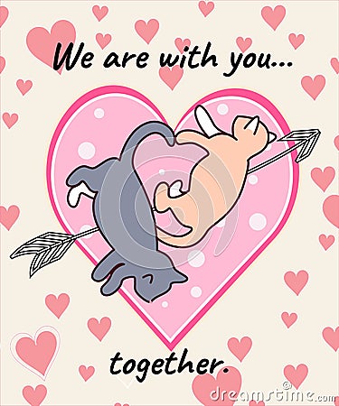We are with you together.vector illustration of a pair of cats in love Vector Illustration