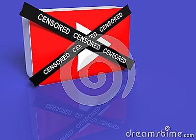 You tube logo with a black cross with the word censored Stock Photo