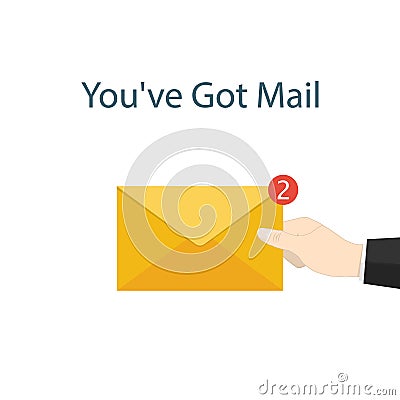 You`ve got mail,hand hold mail notifications vector Vector Illustration