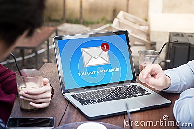 You`ve got a mail message on laptop screen concept Stock Photo