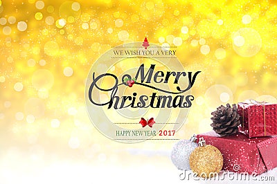 We with you a very merry christmas and happy new year 2017 text Stock Photo