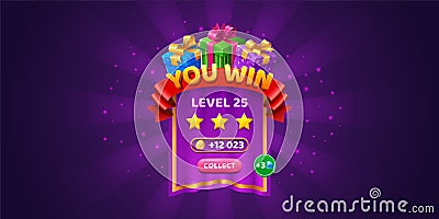 You win game popup banner, casino jackpot screen Cartoon Illustration