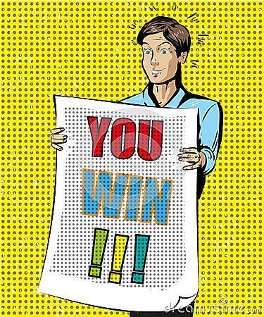 You Win vector vintage pop art illustration Vector Illustration