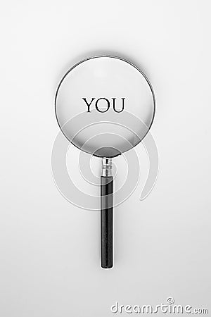 'you' word with magnifying glass Stock Photo