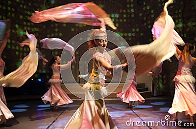 Young actors performing oriental dance in Istanbul, Turkey Editorial Stock Photo