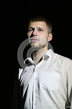 Young actors read poems of the poets of veterans. Editorial Stock Photo