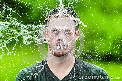 Young Adult That Got Completely Drenched Stock Photo