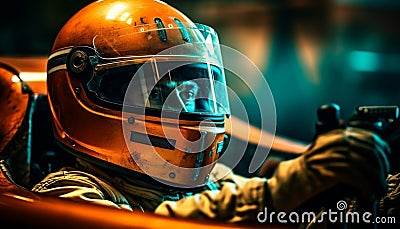 A young adult male driving a motorcycle with a helmet generated by AI Stock Photo