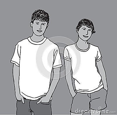 Young adult man and woman Vector Illustration