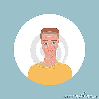 Young adult portrait Handsome Caucasian man icon Vector Illustration