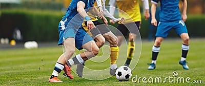 Young Adult Soccer Players Compete at the Pitch. Football League Game Stock Photo