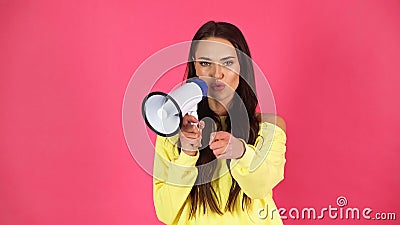 young adult woman making promotion with Stock Photo