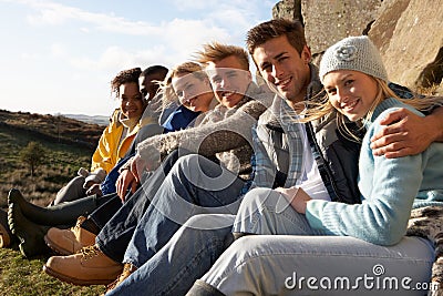 Young adults in countryside Stock Photo