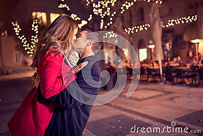 Young affectionate couple kissing tenderly Stock Photo