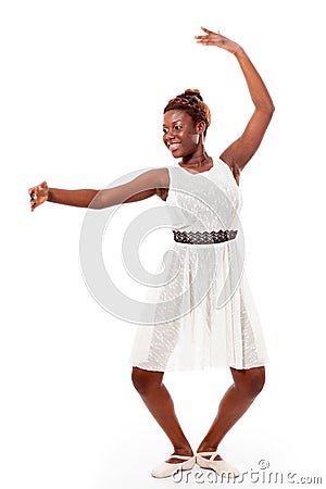 Young african-american ballet dancer in demi-plie Stock Photo