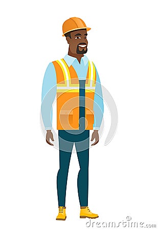 Young african-american confident builder. Vector Illustration