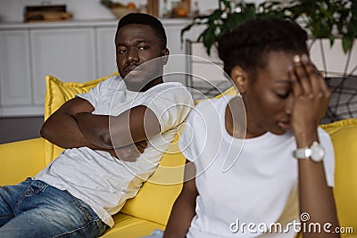 young african american couple quarrelling Stock Photo