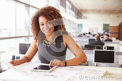 Young African American female architect working in an office Stock Photo