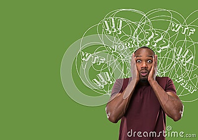 Young african-american man with mixed thoughts Stock Photo