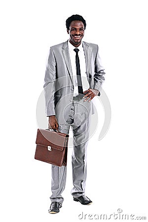 Young african businessman with briefcase Stock Photo