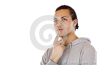 Young african man looking contemplative up Stock Photo