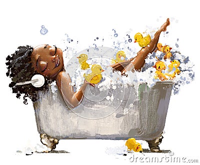 Young african woman in bath Stock Photo