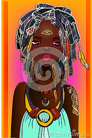 Young african woman Vector Illustration