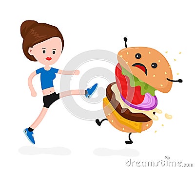 Young angry sport fitness shapely woman Vector Illustration