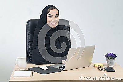 Young Arabian Businesswoman working in the office Stock Photo