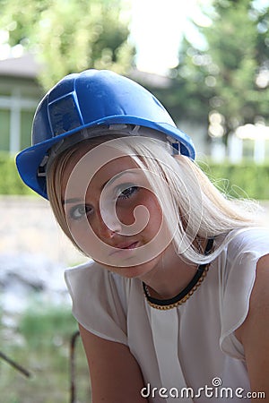 Young architect woman workingon a construction site Stock Photo