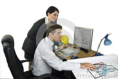 Young architects in office Stock Photo