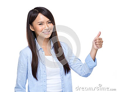 Young asia woman thumbs up Stock Photo