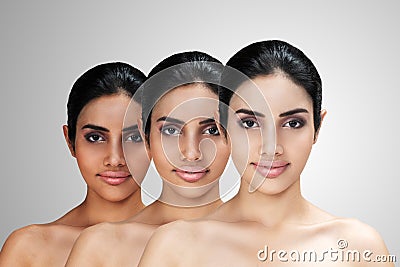 Young Asian attractive woman with skin brightening or facial rejuvenation concept. Stock Photo