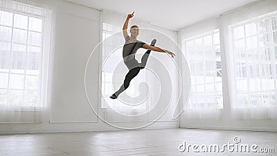 Young Asian ballet dancer practicing in a room alone Stock Photo