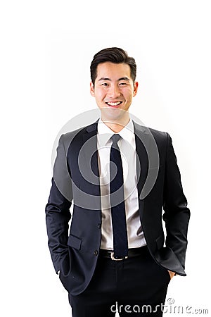 Young Asian businessman white background Stock Photo