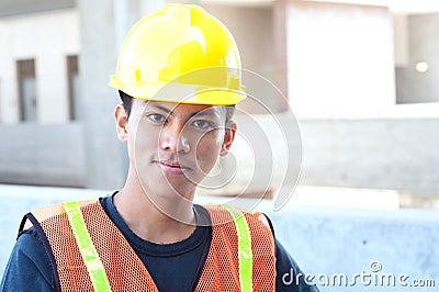 Young asian construction worker Stock Photo