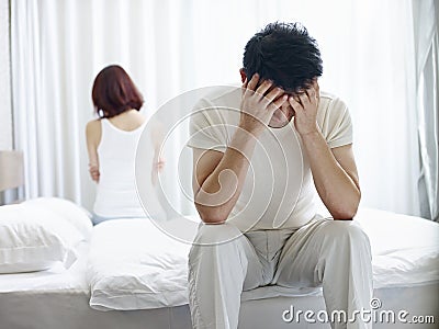 Young asian couple with relationship problem Stock Photo