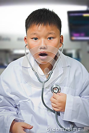 Young asian doctor discover his heart problem Stock Photo