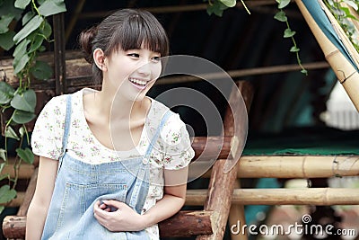 Young Asian girl relaxing Stock Photo