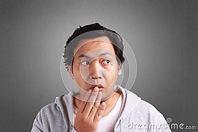 Young Man Gasp Expression Stock Photo