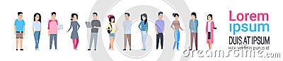 Young Asian Men And Women Icons Set Chinese Or Japanese Male And Female Full Length Isolated Vector Illustration