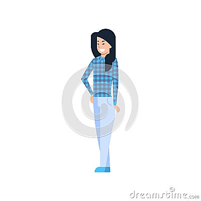 Young Asian Woman Chinese Or Japanese Female Wearing Modern Casual Clothes Full Length Isolated Vector Illustration