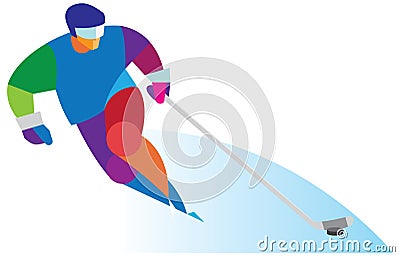 Young athlete is an experienced hockey player Vector Illustration