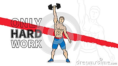 Young athlete lifts dumbbell vector illustration Vector Illustration