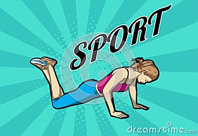 A young athlete performs exercises. Cartoon Illustration