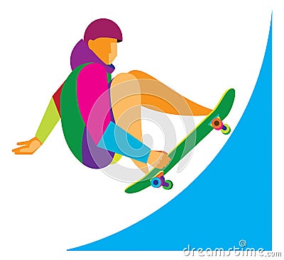 The young athlete to skateboard Vector Illustration